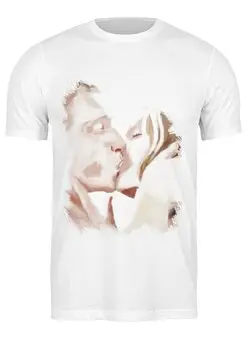 Заказать мужскую футболку в Москве. Футболка классическая Поцелуй влюбленных от natashashark - готовые дизайны и нанесение принтов.