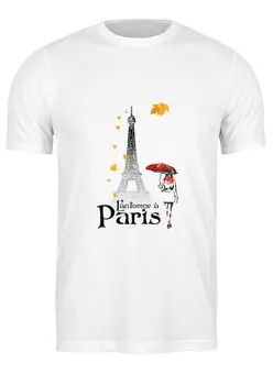 Заказать мужскую футболку в Москве. Футболка классическая Осень в Париже. от Zorgo-Art  - готовые дизайны и нанесение принтов.