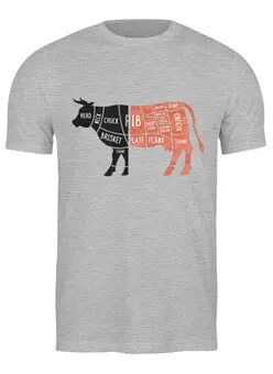 Заказать мужскую футболку в Москве. Футболка классическая Корова в разрезе от Fix Print - готовые дизайны и нанесение принтов.