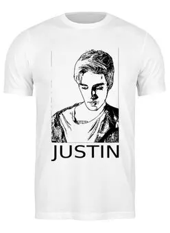 Заказать мужскую футболку в Москве. Футболка классическая Justin Bieber  от cherdantcev - готовые дизайны и нанесение принтов.