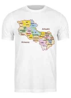 Заказать мужскую футболку в Москве. Футболка классическая Карта Арцаха от ar_lev - готовые дизайны и нанесение принтов.