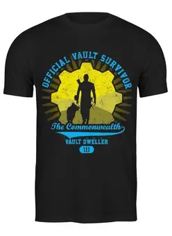 Заказать мужскую футболку в Москве. Футболка классическая Fallout. Vault Dweller от geekbox - готовые дизайны и нанесение принтов.