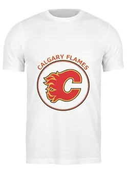 Заказать мужскую футболку в Москве. Футболка классическая Calgary Flames от kspsshop - готовые дизайны и нанесение принтов.