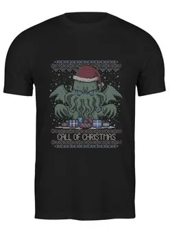 Заказать мужскую футболку в Москве. Футболка классическая H. P. Lovecraft "Call of Christmas" от El Fox - готовые дизайны и нанесение принтов.