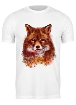 Заказать мужскую футболку в Москве. Футболка классическая Осенняя лисица от ISliM - готовые дизайны и нанесение принтов.