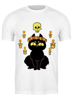 Заказать мужскую футболку в Москве. Футболка классическая Чёрная кошка от Amerikanka - готовые дизайны и нанесение принтов.