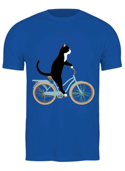 Заказать мужскую футболку в Москве. Футболка классическая кот на велике от cherdantcev - готовые дизайны и нанесение принтов.