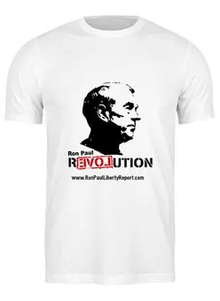 Заказать мужскую футболку в Москве. Футболка классическая Ron Paul REVOLUTION от (模范)WW - готовые дизайны и нанесение принтов.