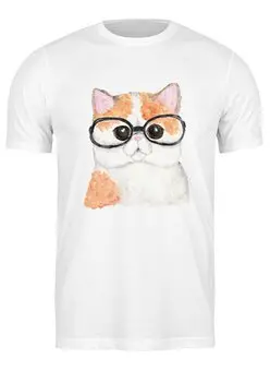 Заказать мужскую футболку в Москве. Футболка классическая Кошка от cherdantcev - готовые дизайны и нанесение принтов.