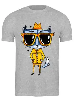 Заказать мужскую футболку в Москве. Футболка классическая Стильный кот от queen  - готовые дизайны и нанесение принтов.