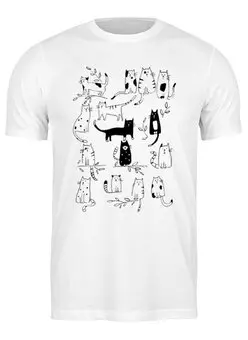 Заказать мужскую футболку в Москве. Футболка классическая Котики от Pinky-Winky - готовые дизайны и нанесение принтов.