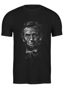 Заказать мужскую футболку в Москве. Футболка классическая Авраам Линкольн от Виктор Гришин - готовые дизайны и нанесение принтов.