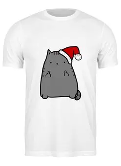 Заказать мужскую футболку в Москве. Футболка классическая New Year Cat от skynatural - готовые дизайны и нанесение принтов.