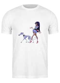 Заказать мужскую футболку в Москве. Футболка классическая Леди с собакой от Yaroslava - готовые дизайны и нанесение принтов.