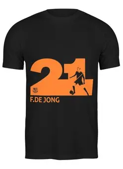 Заказать мужскую футболку в Москве. Футболка классическая FC Barcelona | F. De Jong Number 21 (2021) от 0x000000123 - готовые дизайны и нанесение принтов.