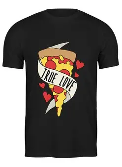 Заказать мужскую футболку в Москве. Футболка классическая Я люблю пиццу от Amerikanka - готовые дизайны и нанесение принтов.