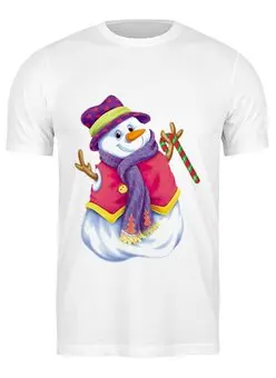Заказать мужскую футболку в Москве. Футболка классическая Снеговик от Татьяна - готовые дизайны и нанесение принтов.