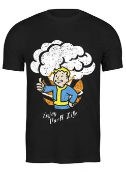 Заказать мужскую футболку в Москве. Футболка классическая Vault boy от manly94 - готовые дизайны и нанесение принтов.