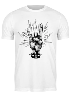 Заказать мужскую футболку в Москве. Футболка классическая Рок жив от motorv3@rambler.ru - готовые дизайны и нанесение принтов.