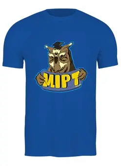 Заказать мужскую футболку в Москве. Футболка классическая MIPT "Сова" синяя от Илья Какурин - готовые дизайны и нанесение принтов.