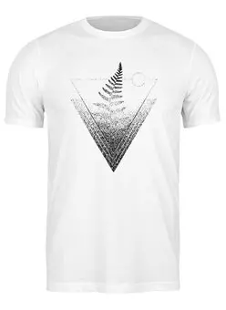 Заказать мужскую футболку в Москве. Футболка классическая Fern and Moon Triangle Tattoo от oneredfoxstore@gmail.com - готовые дизайны и нанесение принтов.