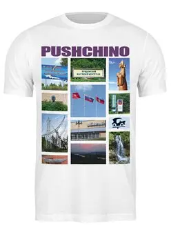Заказать мужскую футболку в Москве. Футболка классическая Сувениры города Пущино от Andy Quarry - готовые дизайны и нанесение принтов.