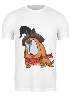 Заказать мужскую футболку в Москве. Футболка классическая Собака - мушкетёр от Zamula - готовые дизайны и нанесение принтов.