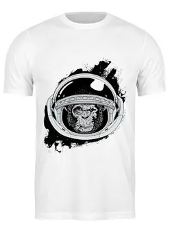 Заказать мужскую футболку в Москве. Футболка классическая Space Monkey (Космическая обезьяна) от goljakovai@mail.ru - готовые дизайны и нанесение принтов.