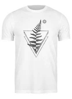 Заказать мужскую футболку в Москве. Футболка классическая Fern and Moon Triangle Tattoo от oneredfoxstore@gmail.com - готовые дизайны и нанесение принтов.