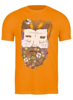 Заказать мужскую футболку в Москве. Футболка классическая Цветочная борода от printik - готовые дизайны и нанесение принтов.