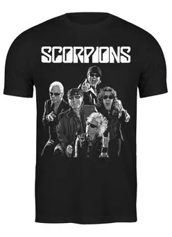 Заказать мужскую футболку в Москве. Футболка классическая Scorpions Band от Leichenwagen - готовые дизайны и нанесение принтов.