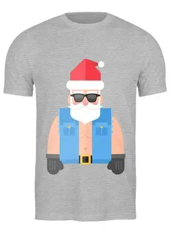 Заказать мужскую футболку в Москве. Футболка классическая Дед Мороз-байкер от Romanova - готовые дизайны и нанесение принтов.
