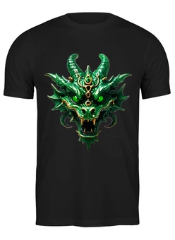 Заказать мужскую футболку в Москве. Футболка классическая Взгляд зеленого дракона от Dakini | Art  - готовые дизайны и нанесение принтов.