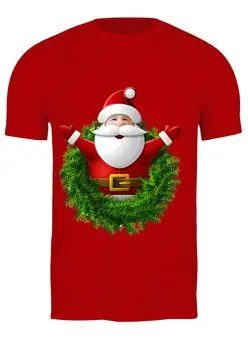 Заказать мужскую футболку в Москве. Футболка классическая Санта от Ирина - готовые дизайны и нанесение принтов.