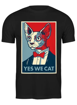 Заказать мужскую футболку в Москве. Футболка классическая Yes We Cat от skynatural - готовые дизайны и нанесение принтов.