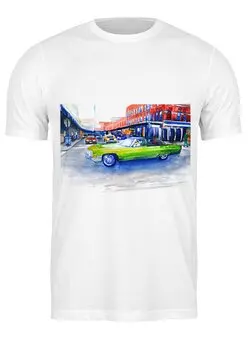 Заказать мужскую футболку в Москве. Футболка классическая Крутая машина на 14-ой улице Нью Йорка от artoutloop - готовые дизайны и нанесение принтов.