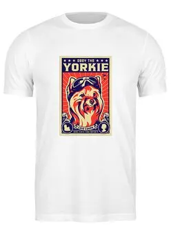 Заказать мужскую футболку в Москве. Футболка классическая Собака: YORKIE от Виктор Гришин - готовые дизайны и нанесение принтов.