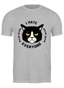Заказать мужскую футболку в Москве. Футболка классическая Злобный кот от T-shirt print  - готовые дизайны и нанесение принтов.