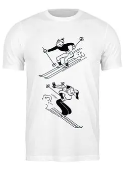 Заказать мужскую футболку в Москве. Футболка классическая Keep Calm and Ski On от Just kidding - готовые дизайны и нанесение принтов.