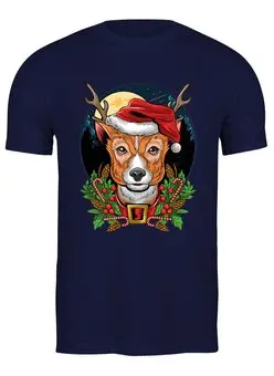 Заказать мужскую футболку в Москве. Футболка классическая Рождественский олень от T-shirt print  - готовые дизайны и нанесение принтов.