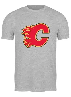 Заказать мужскую футболку в Москве. Футболка классическая Calgary Flames / NHL Canada от KinoArt - готовые дизайны и нанесение принтов.