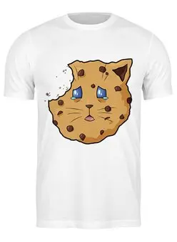 Заказать мужскую футболку в Москве. Футболка классическая Грустная кошка-печенье  от Yaroslava - готовые дизайны и нанесение принтов.