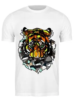 Заказать мужскую футболку в Москве. Футболка классическая морда тигра от krolya_spb@mail.ru - готовые дизайны и нанесение принтов.