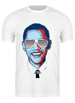 Заказать мужскую футболку в Москве. Футболка классическая Барак Обама от Vinli.shop  - готовые дизайны и нанесение принтов.