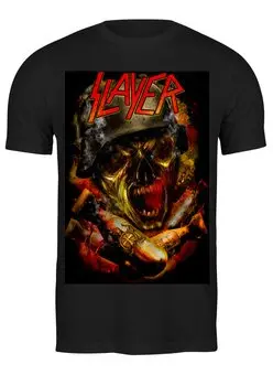 Заказать мужскую футболку в Москве. Футболка классическая Slayer thrash metal band от Leichenwagen - готовые дизайны и нанесение принтов.