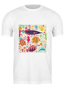 Заказать мужскую футболку в Москве. Футболка классическая Обитатели моря 2 от Виктор Гришин - готовые дизайны и нанесение принтов.