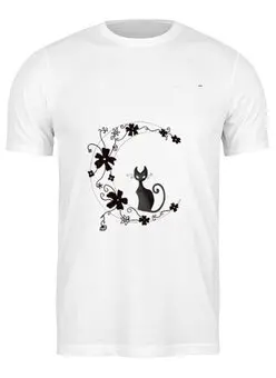 Заказать мужскую футболку в Москве. Футболка классическая Чёрная кошка от Виктор Гришин - готовые дизайны и нанесение принтов.