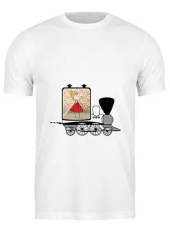 Заказать мужскую футболку в Москве. Футболка классическая Классная девчонка в поезде от PolinaPo - готовые дизайны и нанесение принтов.