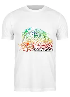 Заказать мужскую футболку в Москве. Футболка классическая Радужный леопард от Zorgo-Art  - готовые дизайны и нанесение принтов.