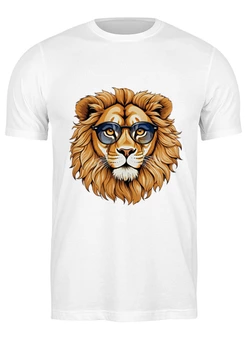 Заказать мужскую футболку в Москве. Футболка классическая Стильный лев в очках от Мурад Мокран - готовые дизайны и нанесение принтов.